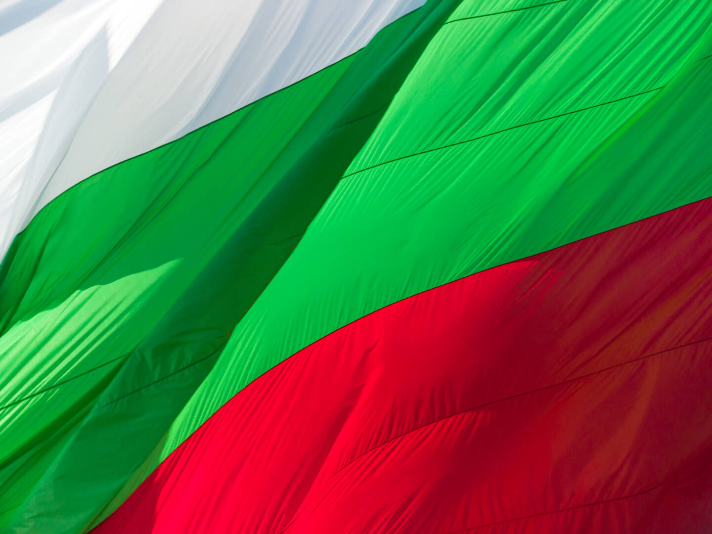Bulgaria Flag Against City Varna at summer day